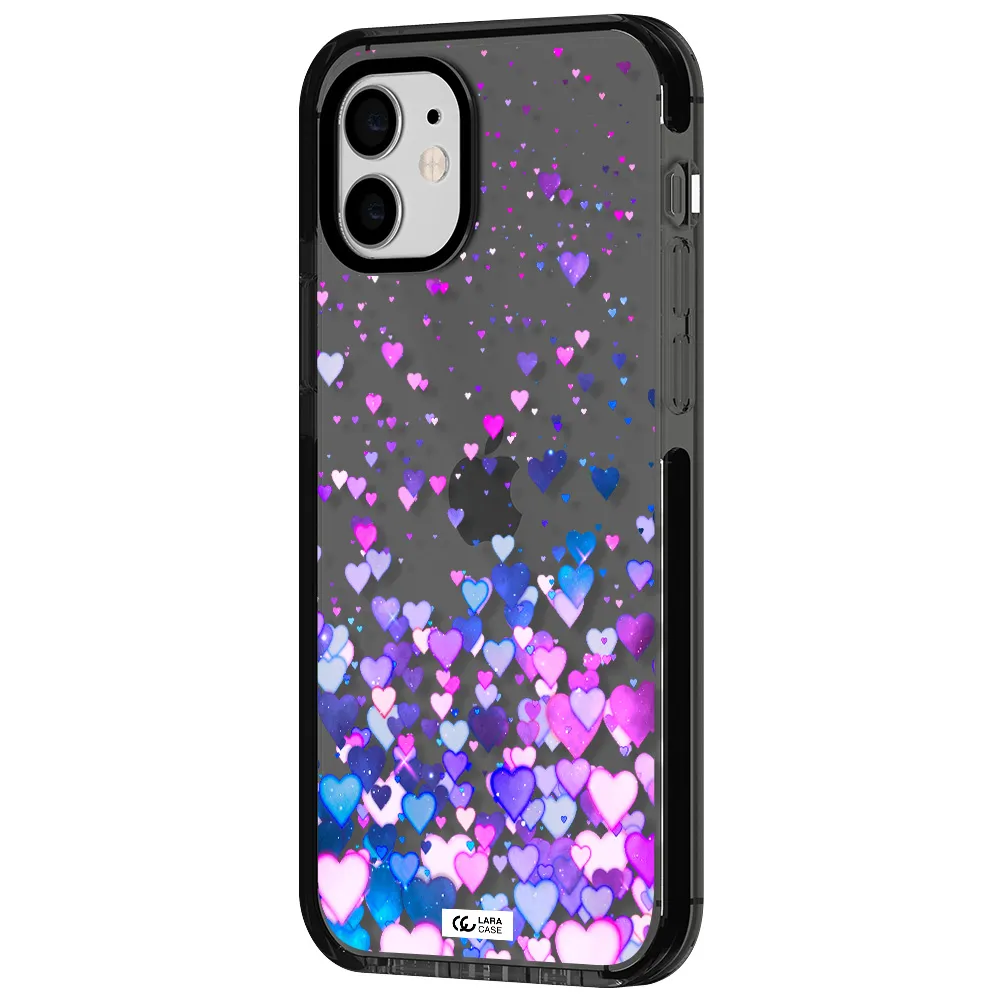 Watercolor Flying Hearts Apple iPhone 11 impact Smoke Black Case