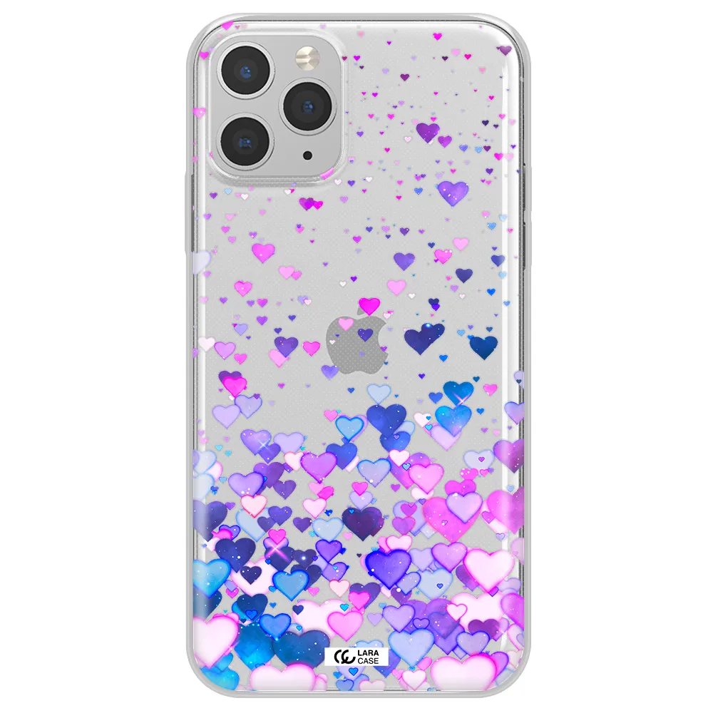 Watercolor Flying Hearts Apple iPhone 11 pro max Clear TPU Case