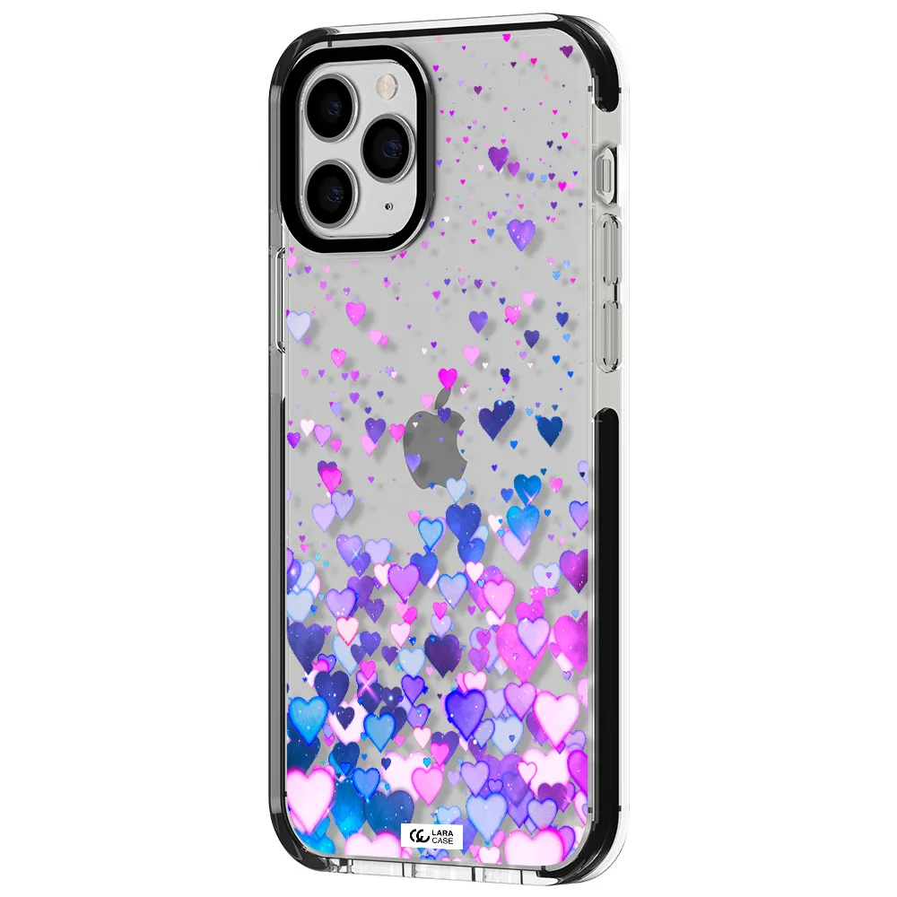 Watercolor Flying Hearts Apple iPhone 11 pro max impact black border Case
