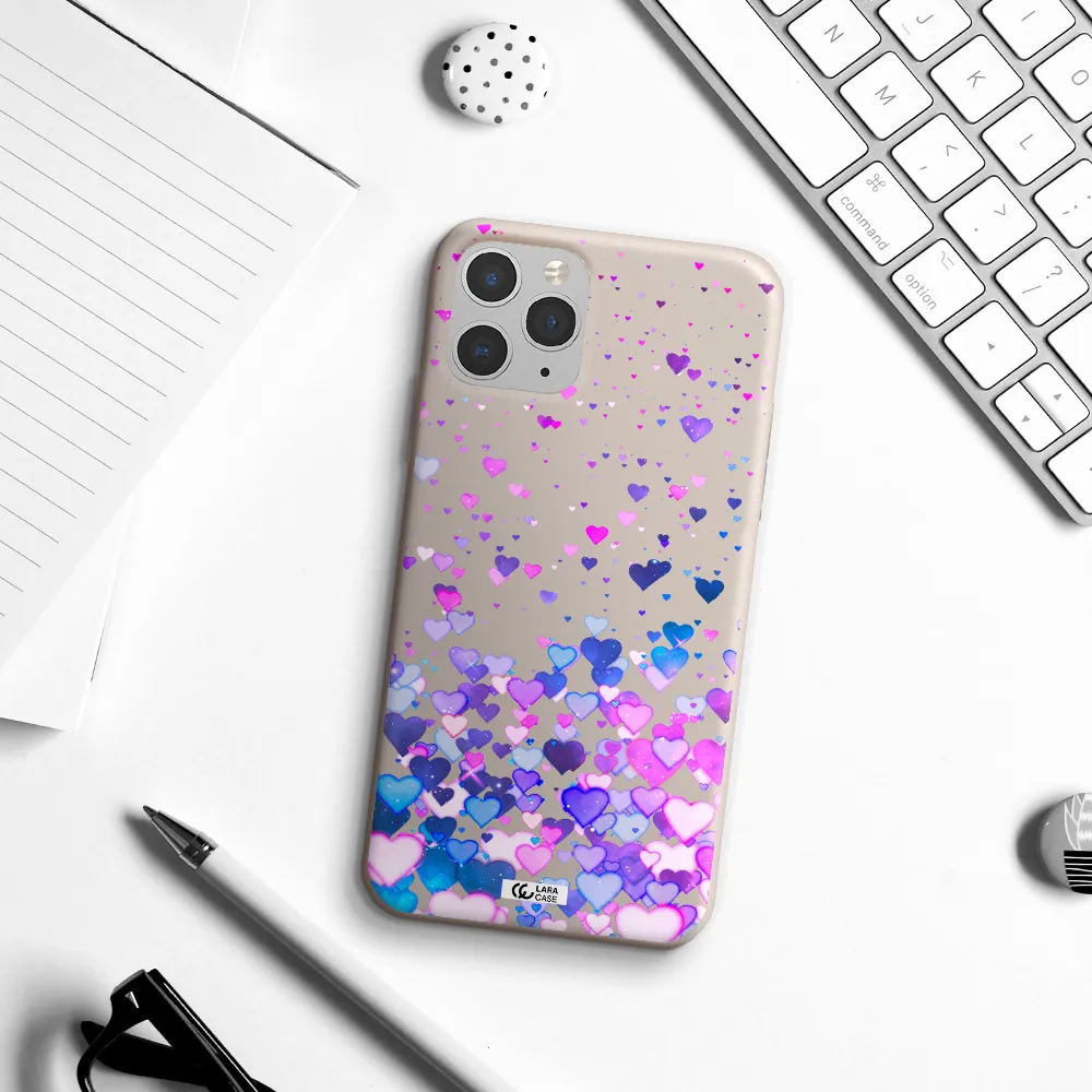 Watercolor Flying Hearts Apple iPhone 11 pro max Silicone Stone Case