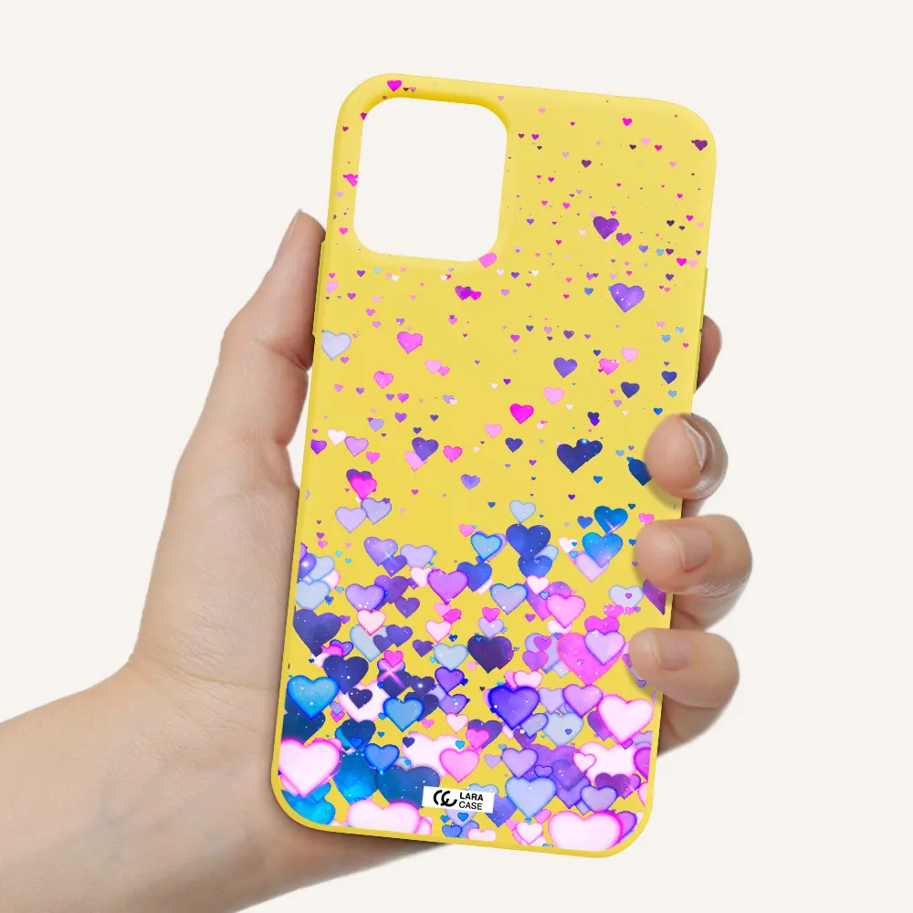 Watercolor Flying Hearts Apple iPhone 11 pro Silicone canary yellow Case