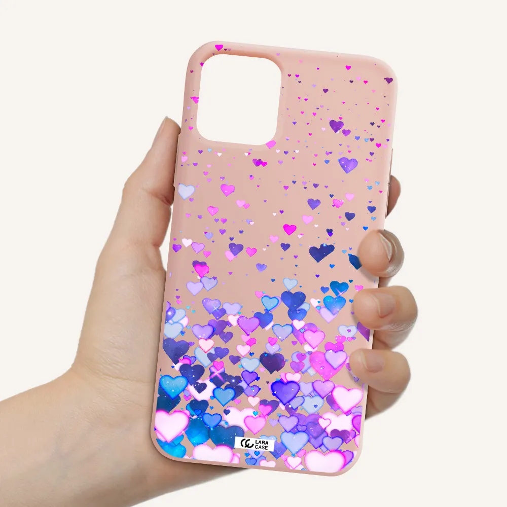 Watercolor Flying Hearts Apple iPhone 11 pro Silicone pastel pink Case