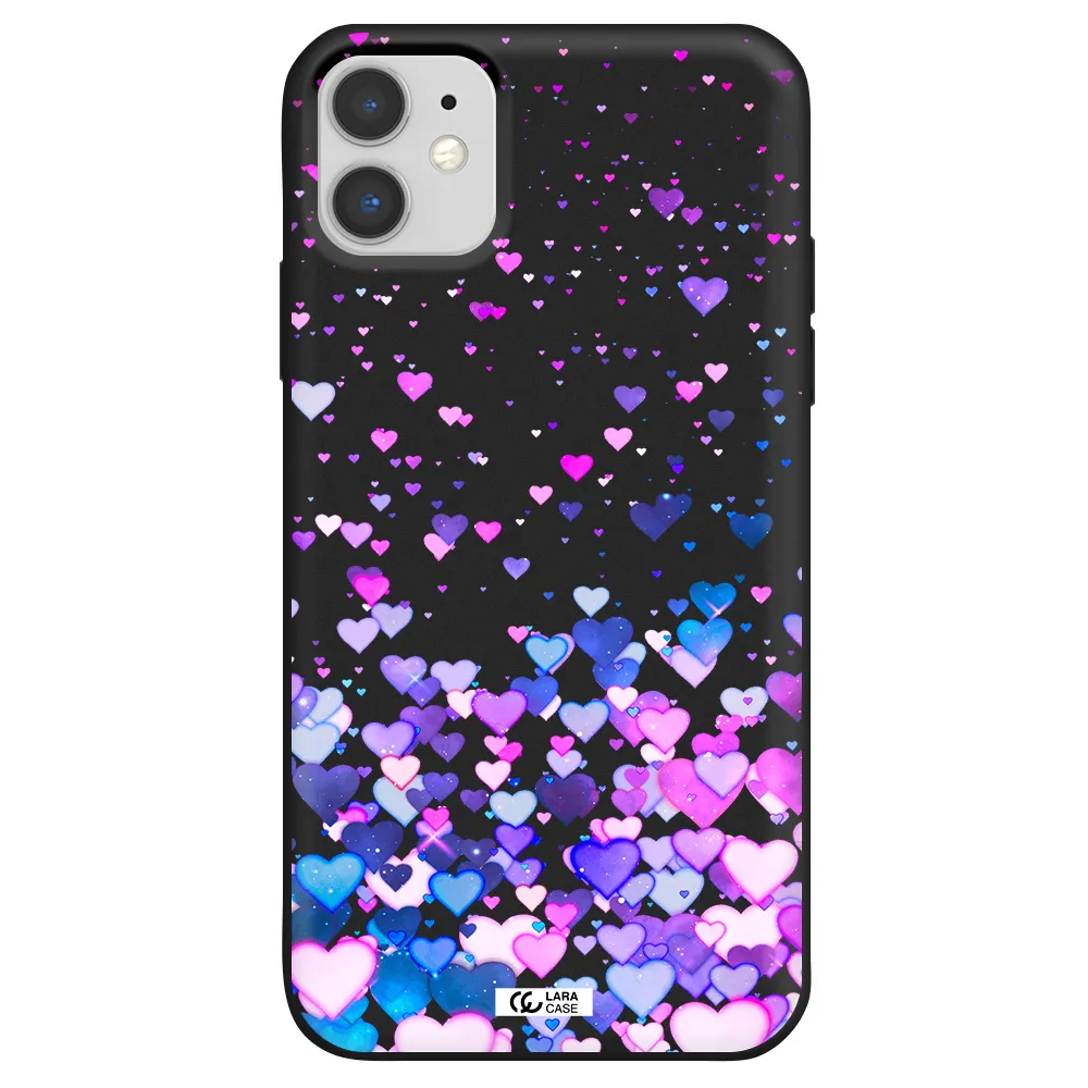 Watercolor Flying Hearts Apple iPhone 11 Silicone black Case