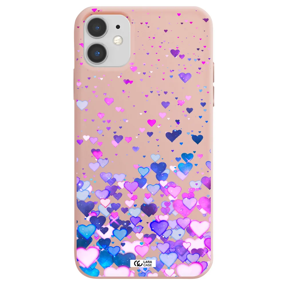 Watercolor Flying Hearts Apple iPhone 11 Silicone pastel pink Case