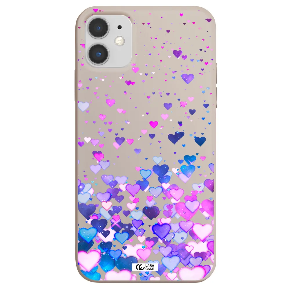 Watercolor Flying Hearts Apple iPhone 11 Silicone Stone Case