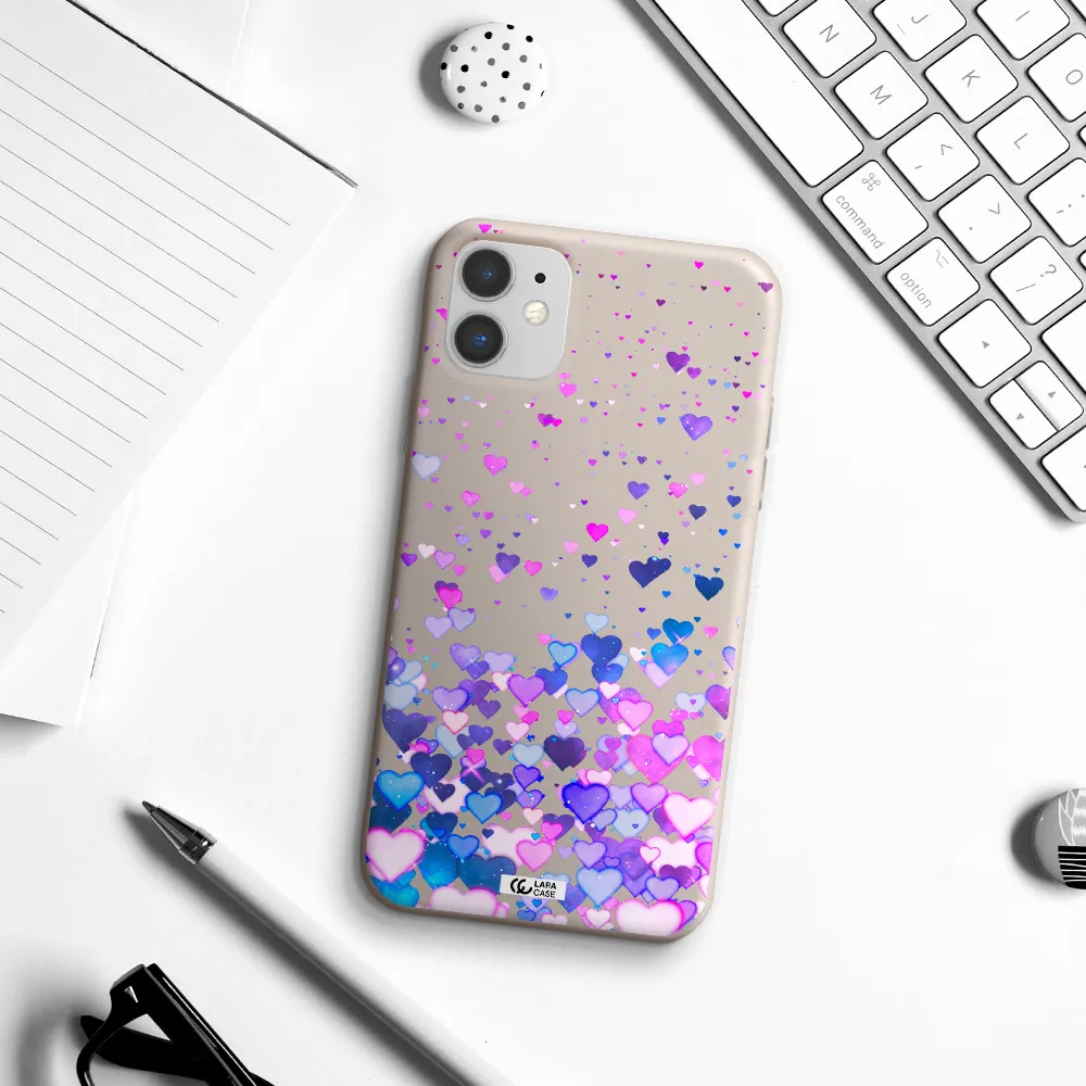 Watercolor Flying Hearts Apple iPhone 11 Silicone Stone Case
