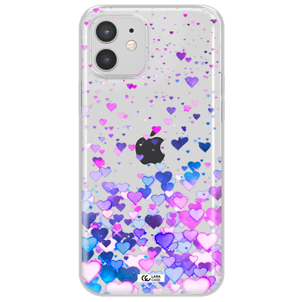 Watercolor Flying Hearts Apple iPhone 12 Clear TPU Case