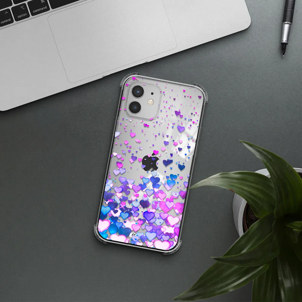 Watercolor Flying Hearts Apple iPhone 12 mini Clear PC Case