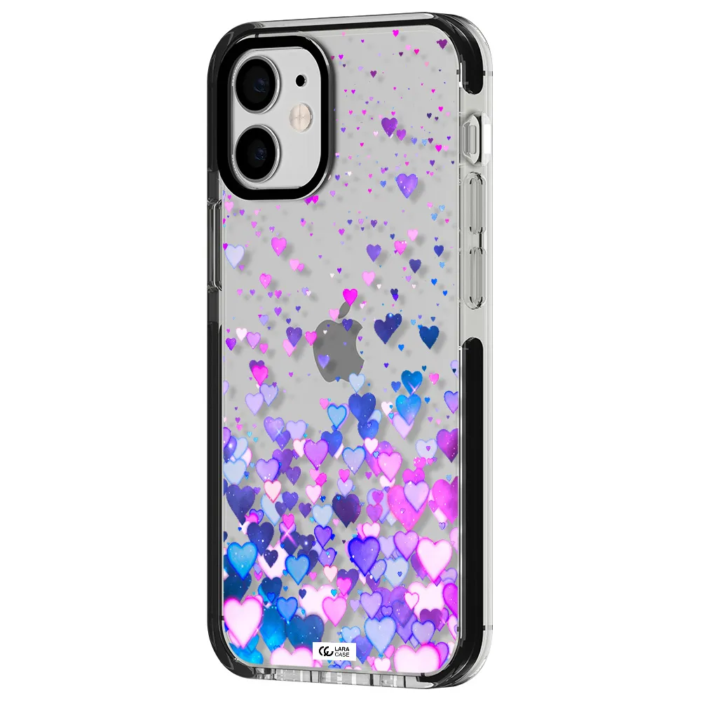 Watercolor Flying Hearts Apple iPhone 12 mini impact black border Case