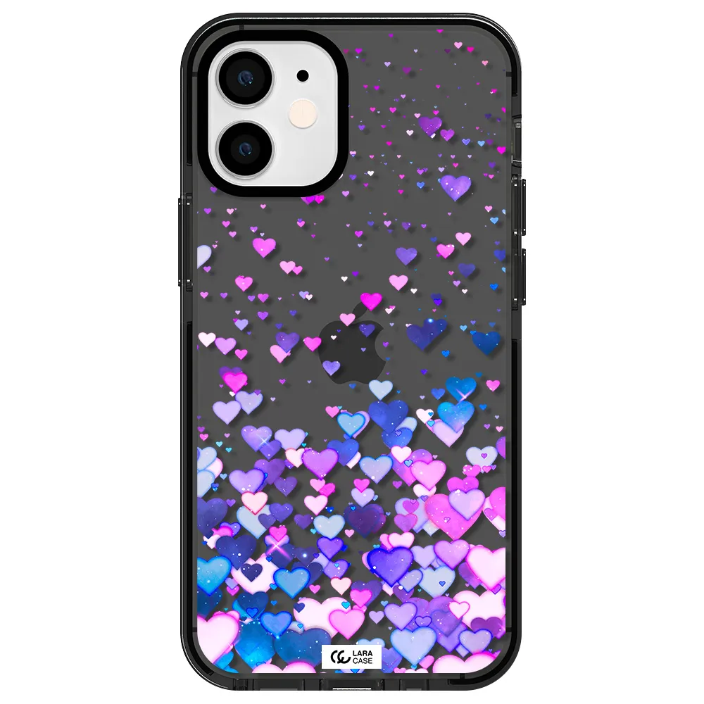 Watercolor Flying Hearts Apple iPhone 12 mini impact Smoke Black Case