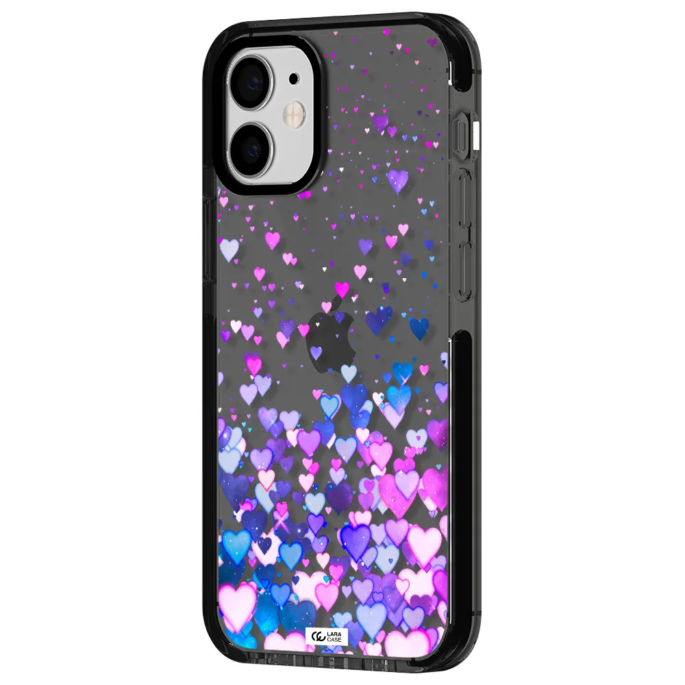 Watercolor Flying Hearts Apple iPhone 12 mini impact Smoke Black Case
