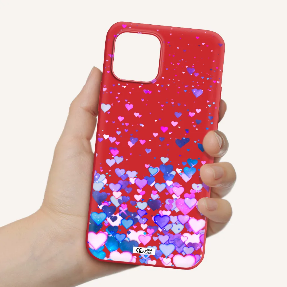 Watercolor Flying Hearts Apple iPhone 12 mini Silicone Imperial Red Case