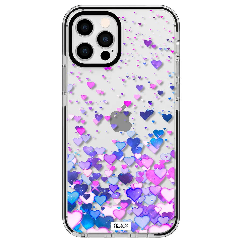 Watercolor Flying Hearts Apple iPhone 12 pro impact black border Case