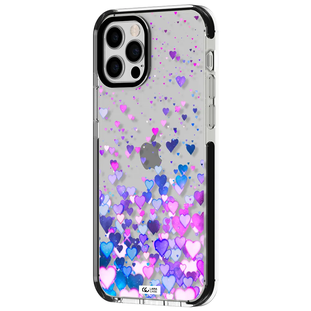 Watercolor Flying Hearts Apple iPhone 12 pro impact black border Case