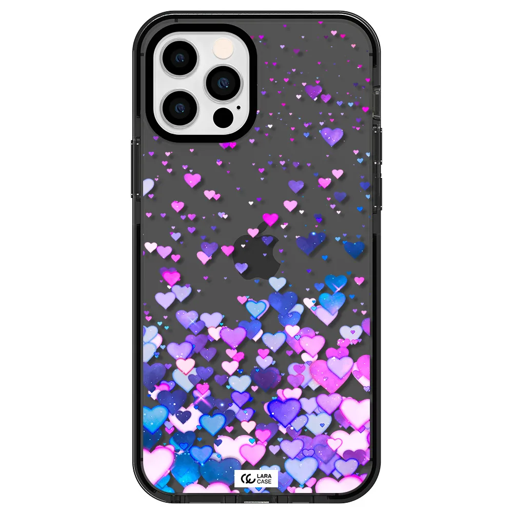 Watercolor Flying Hearts Apple iPhone 12 pro impact Smoke Black Case