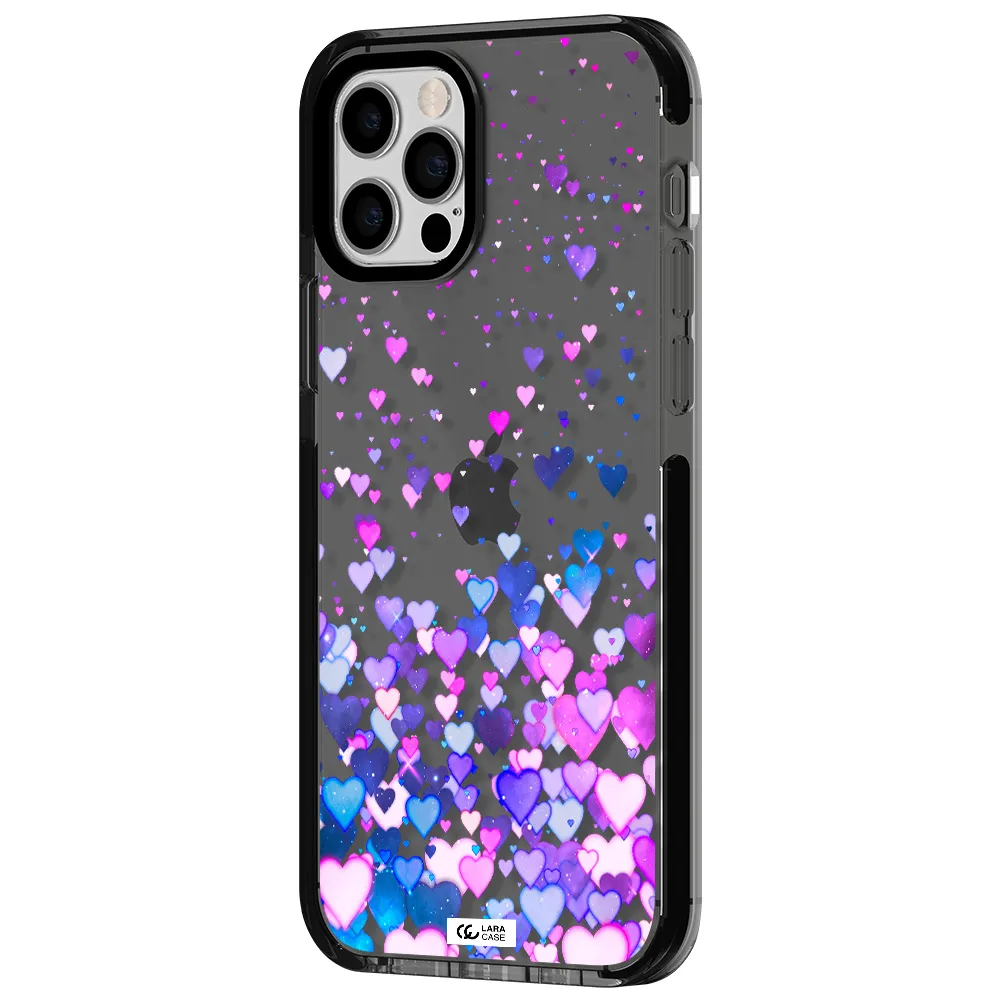 Watercolor Flying Hearts Apple iPhone 12 pro impact Smoke Black Case