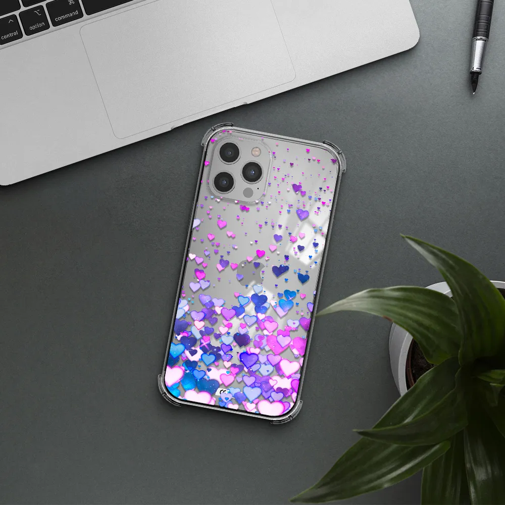 Watercolor Flying Hearts Apple iPhone 12 pro max Clear PC Case