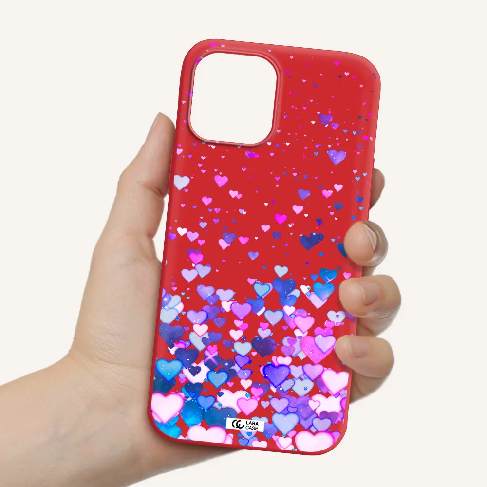 Watercolor Flying Hearts Apple iPhone 12 pro max Silicone Imperial Red Case