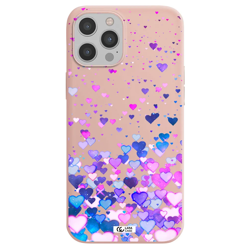 Watercolor Flying Hearts Apple iPhone 12 pro max Silicone pastel pink Case