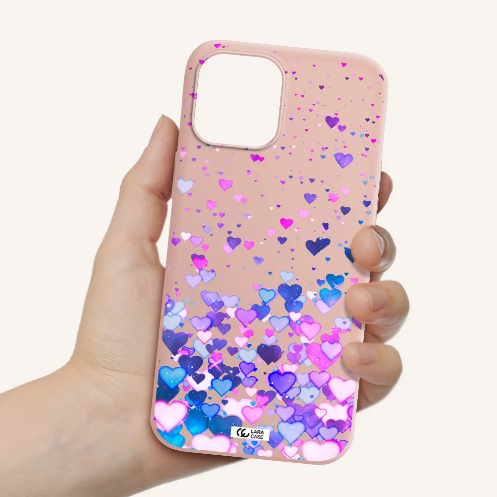 Watercolor Flying Hearts Apple iPhone 12 pro max Silicone pastel pink Case
