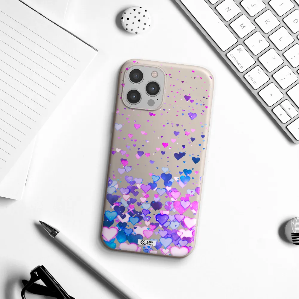 Watercolor Flying Hearts Apple iPhone 12 pro max Silicone Stone Case