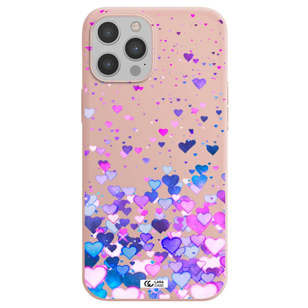 Watercolor Flying Hearts Apple iPhone 12 pro Silicone pastel pink Case