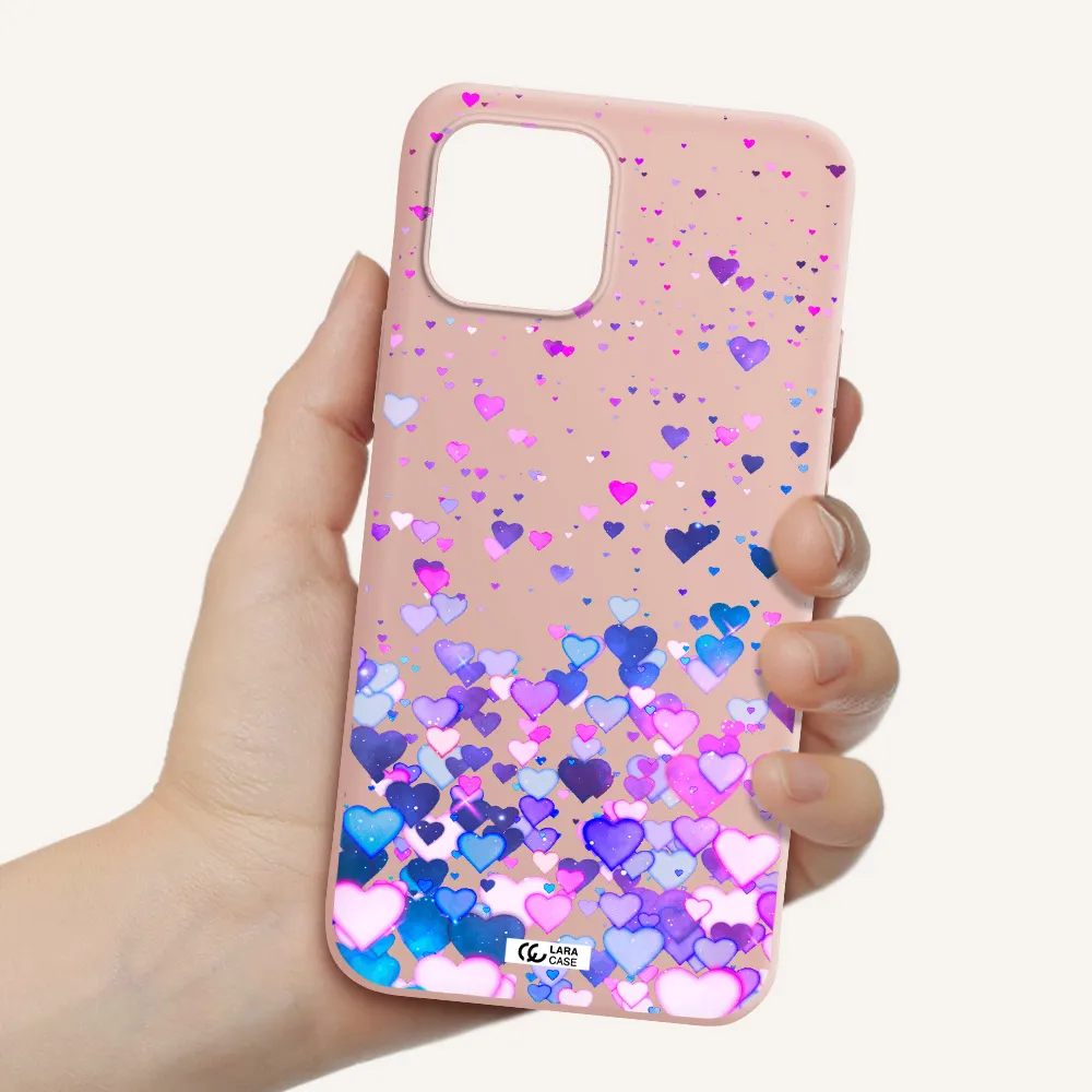 Watercolor Flying Hearts Apple iPhone 12 Silicone pastel pink Case