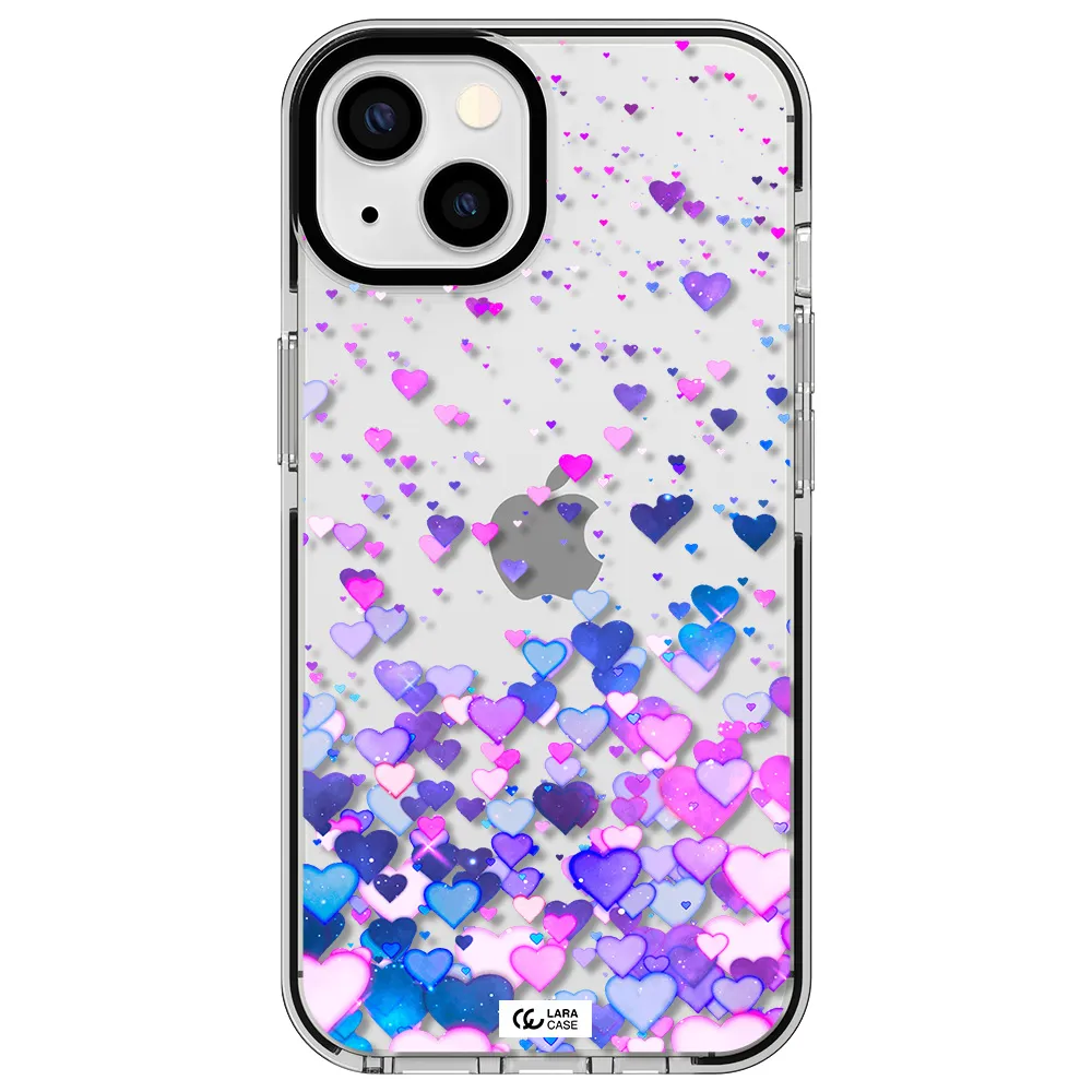 Watercolor Flying Hearts Apple iPhone 13 impact black border Case