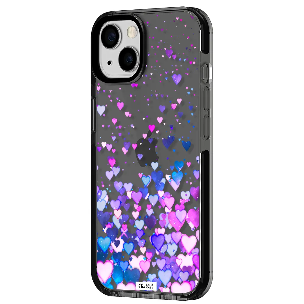Watercolor Flying Hearts Apple iPhone 13 impact Smoke Black Case