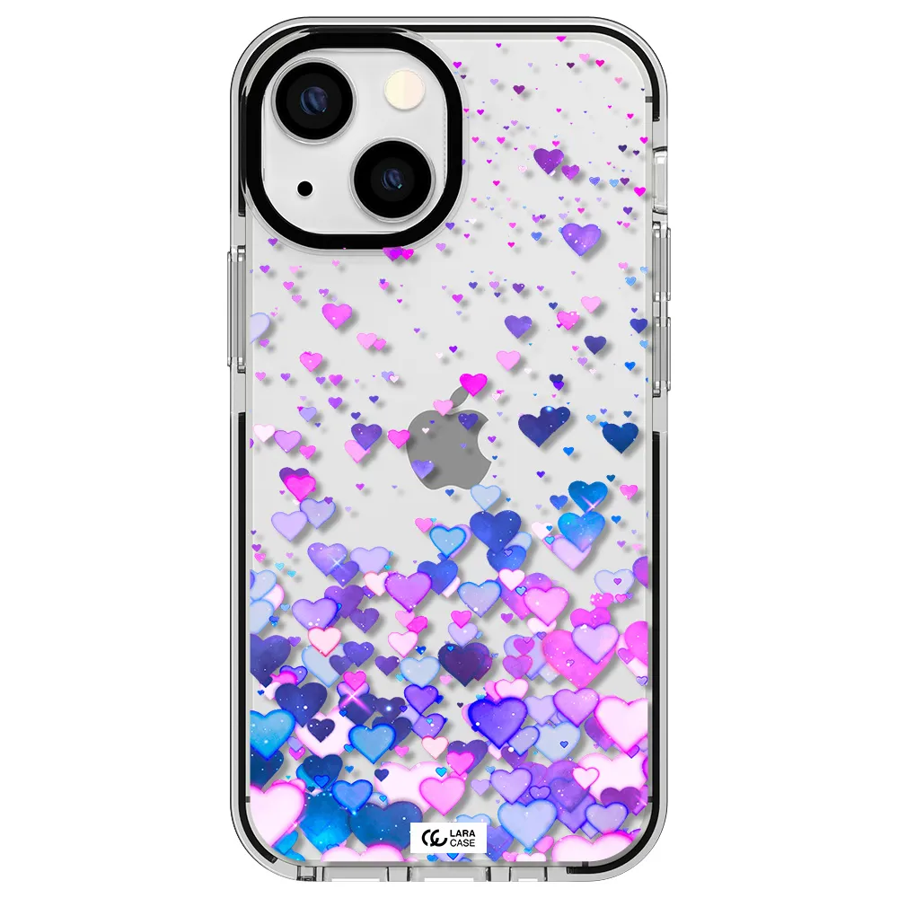 Watercolor Flying Hearts Apple iPhone 13 mini impact black border Case