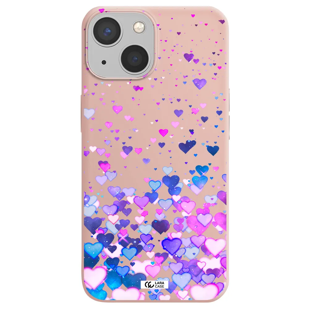 Watercolor Flying Hearts Apple iPhone 13 mini Silicone pastel pink Case