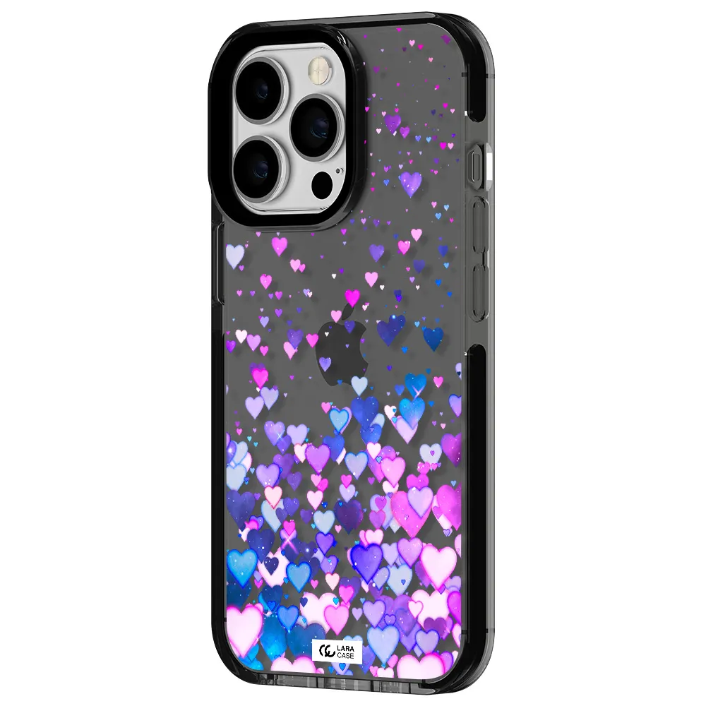 Watercolor Flying Hearts Apple iPhone 13 Pro impact Smoke Black Case