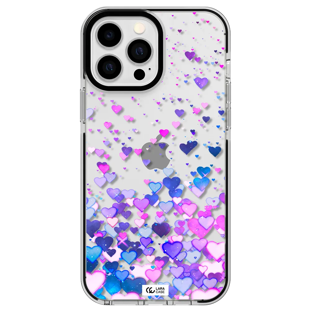 Watercolor Flying Hearts Apple iPhone 13 Pro Max impact black border Case