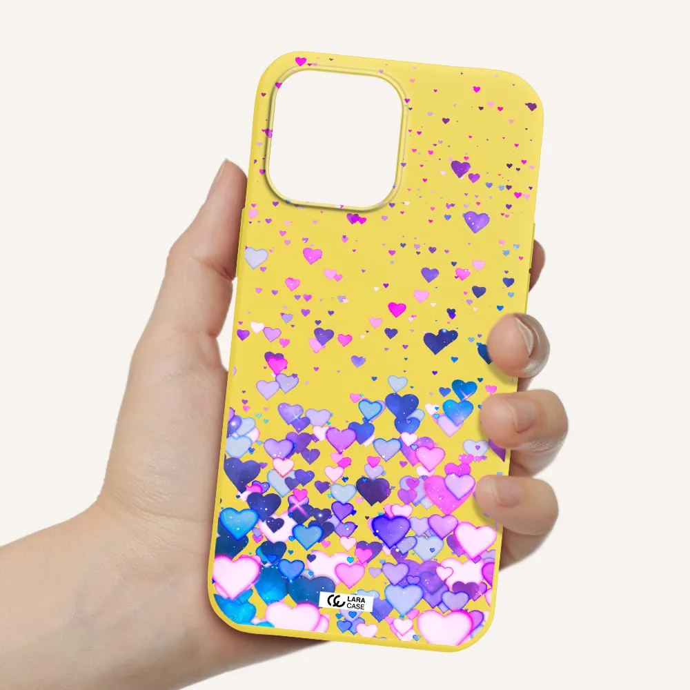 Watercolor Flying Hearts Apple iPhone 13 Pro Max Silicone canary yellow Case