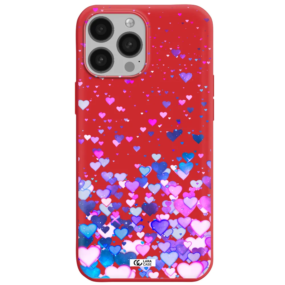 Watercolor Flying Hearts Apple iPhone 13 Pro Max Silicone Imperial Red Case