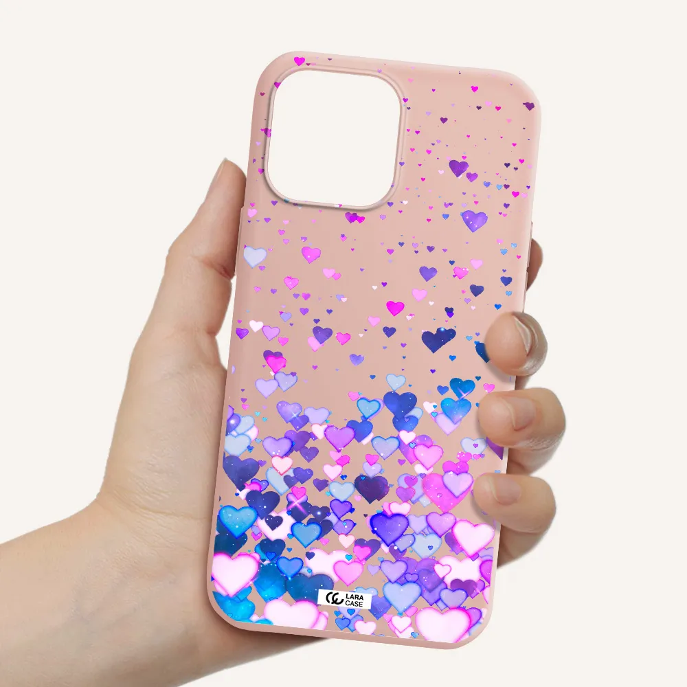 Watercolor Flying Hearts Apple iPhone 13 Pro Max Silicone pastel pink Case