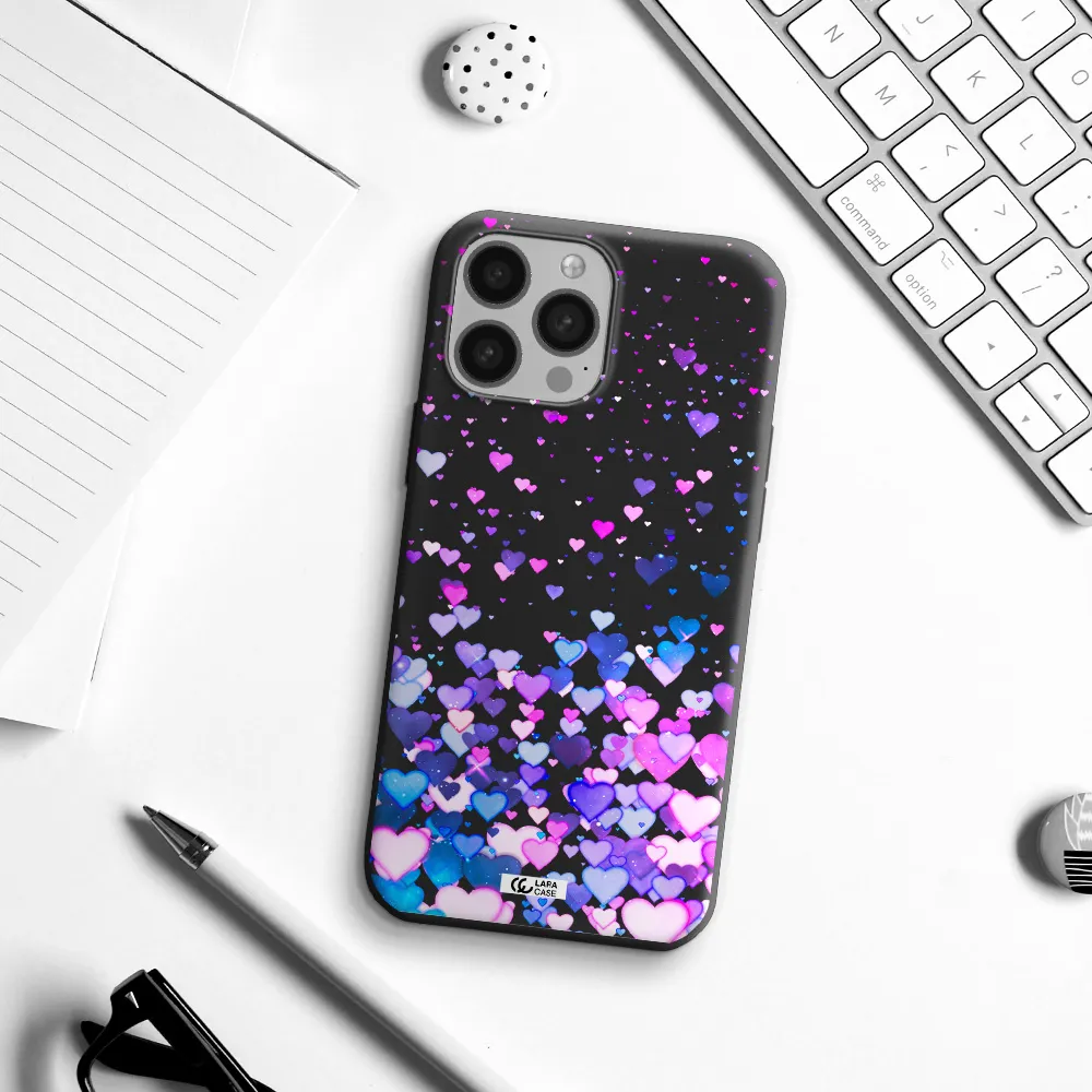 Watercolor Flying Hearts Apple iPhone 13 Pro Silicone black Case