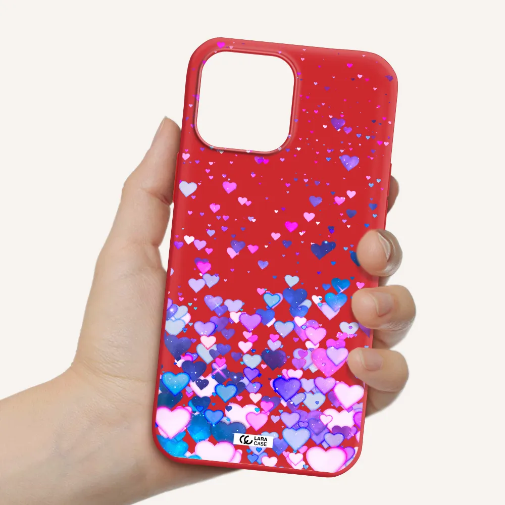 Watercolor Flying Hearts Apple iPhone 13 Pro Silicone Imperial Red Case