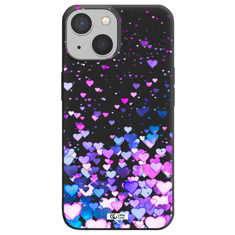 Watercolor Flying Hearts Apple iPhone 13 Silicone black Case
