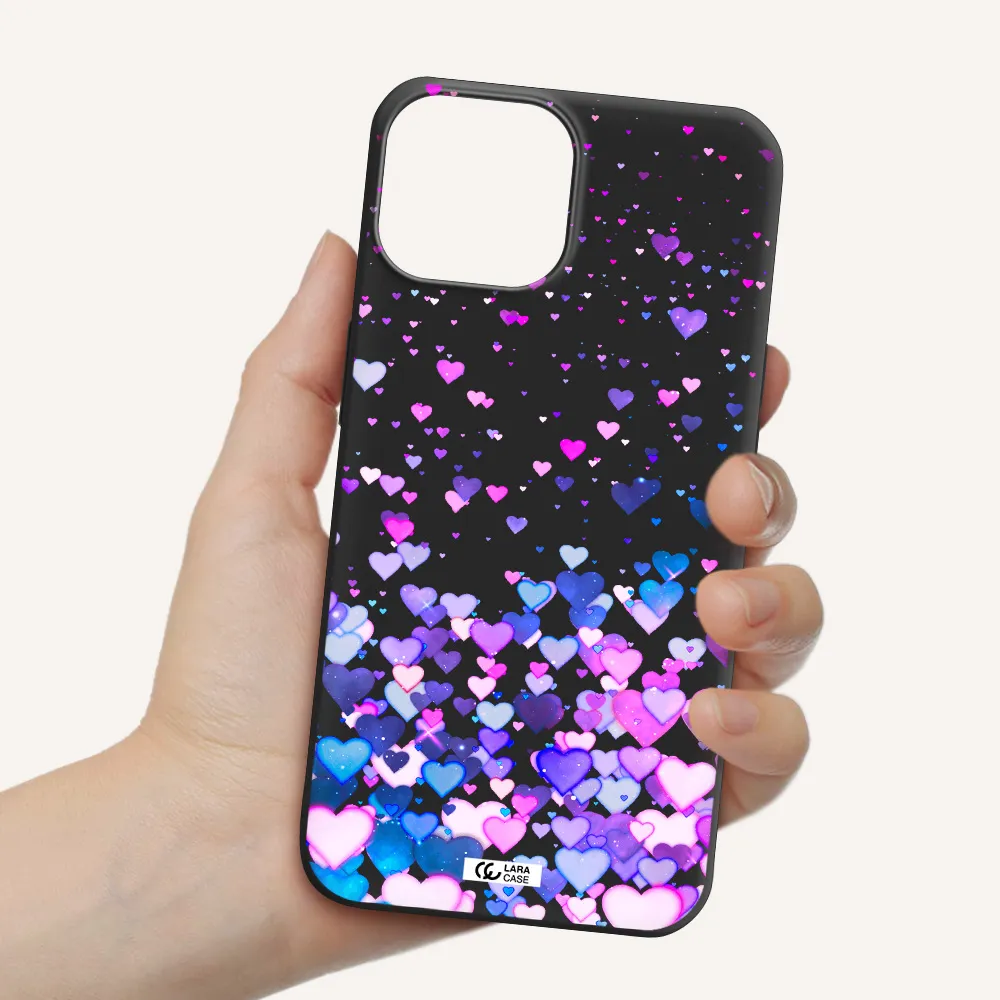 Watercolor Flying Hearts Apple iPhone 13 Silicone black Case