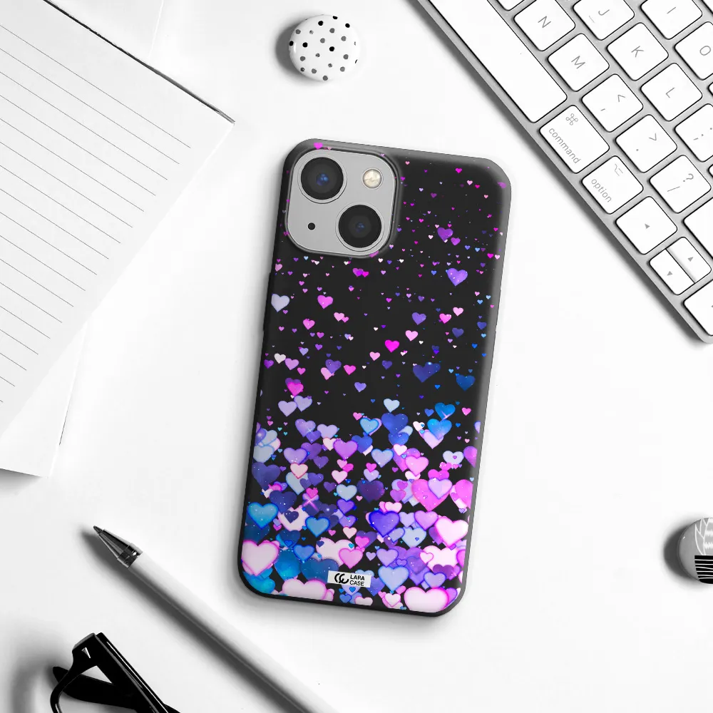 Watercolor Flying Hearts Apple iPhone 13 Silicone black Case