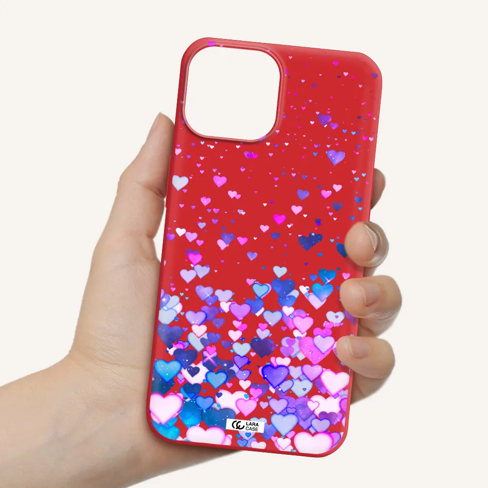 Watercolor Flying Hearts Apple iPhone 13 Silicone Imperial Red Case