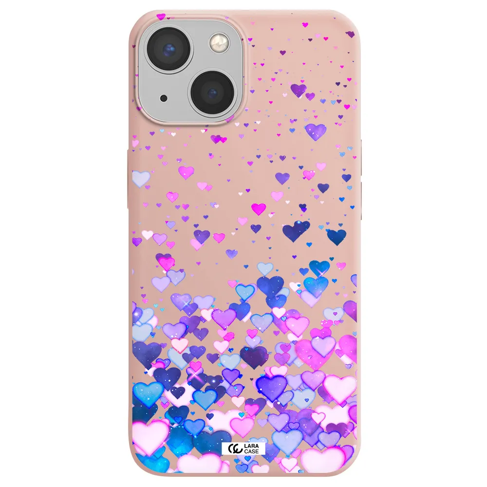 Watercolor Flying Hearts Apple iPhone 13 Silicone pastel pink Case
