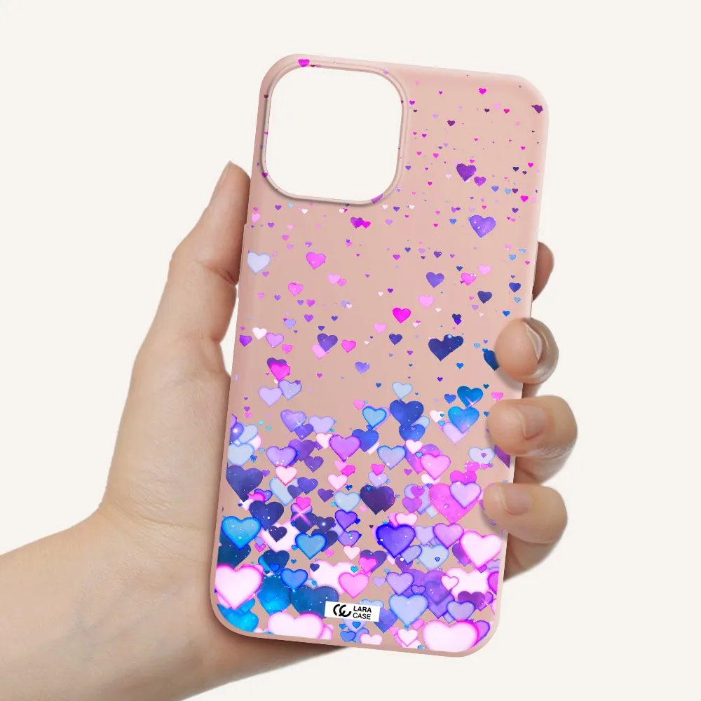 Watercolor Flying Hearts Apple iPhone 13 Silicone pastel pink Case