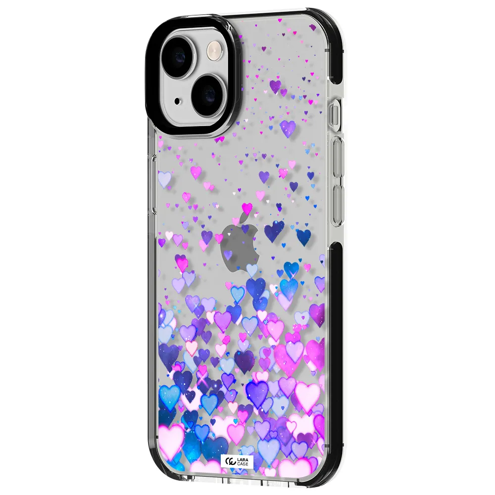 Watercolor Flying Hearts Apple iPhone 14 impact black border Case