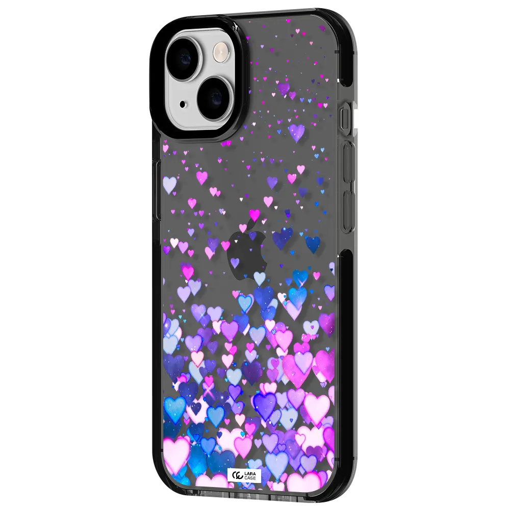 Watercolor Flying Hearts Apple iPhone 14 impact Smoke Black Case