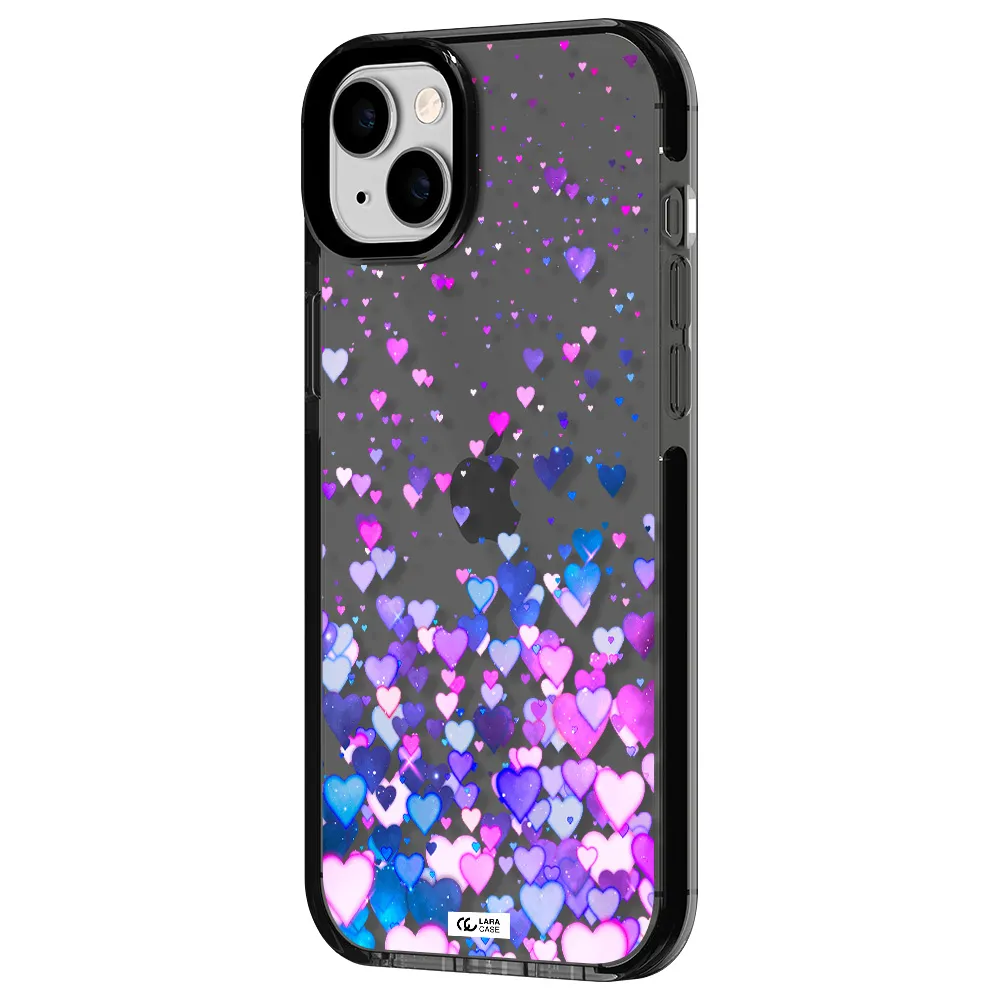 Watercolor Flying Hearts Apple iPhone 14 plus impact Smoke Black Case