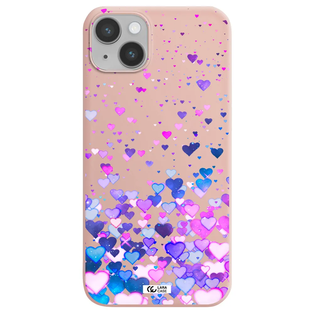 Watercolor Flying Hearts Apple iPhone 14 plus Silicone pastel pink Case