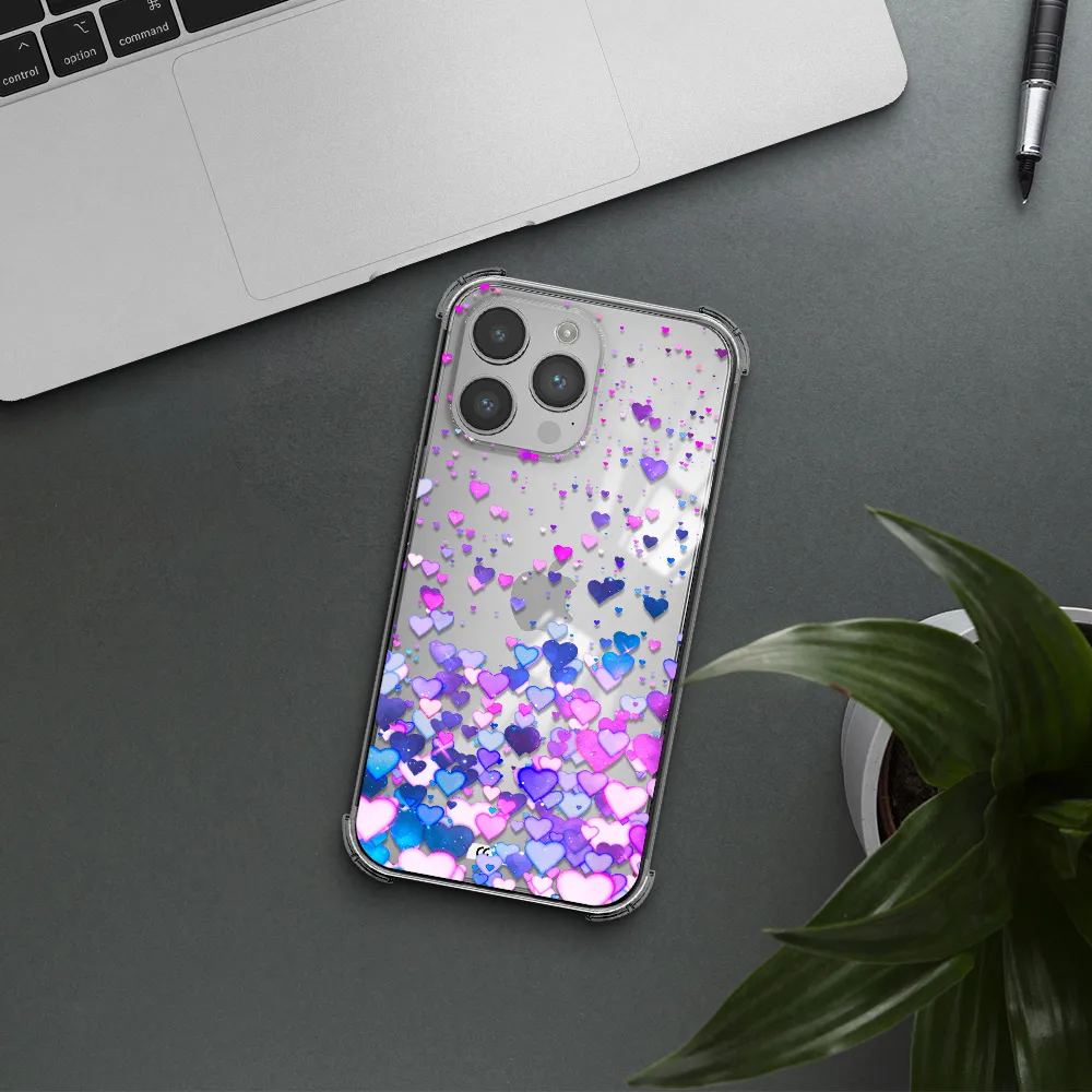 Watercolor Flying Hearts Apple iPhone 14 pro max Clear PC Case