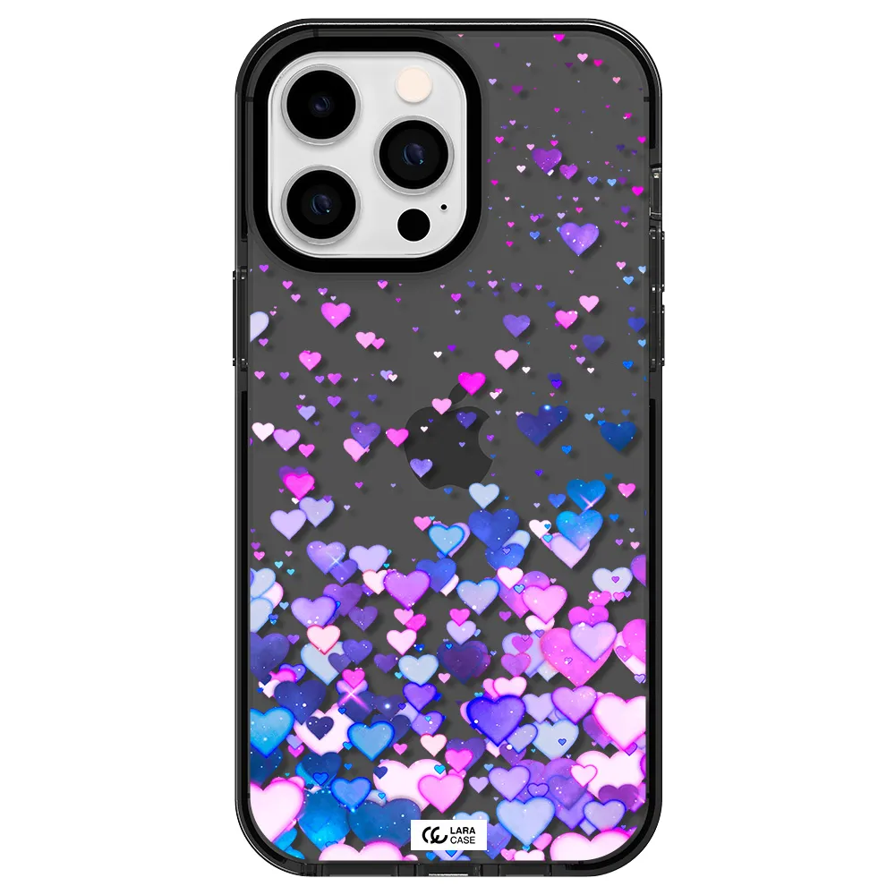 Watercolor Flying Hearts Apple iPhone 14 pro max impact Smoke Black Case